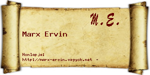 Marx Ervin névjegykártya