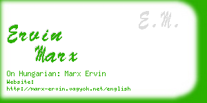 ervin marx business card